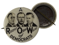 Rare Franklin D. Roosevelt Campaign Pin From 1940 -- Also Promoting the Democratic Candidate for Governor in Arizona